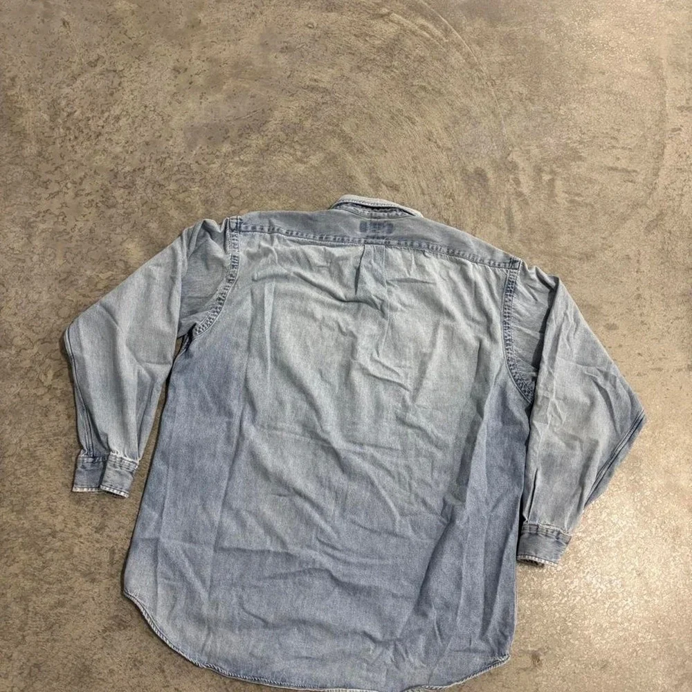 Polo Ralph Lauren Distressed Denim Button Up Jean Jacket Elbow Patches Large